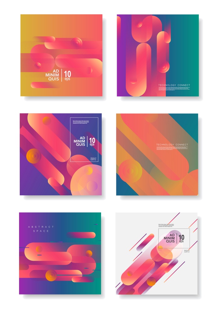 Vector illustration of dynamic composition made of various colored rounded shapes lines in diagonal rhythm. Minimalistic motion design