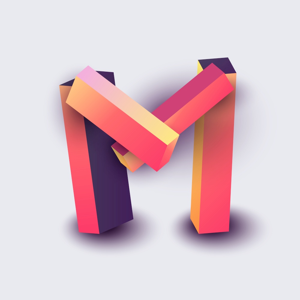 Letter M. Abstract colorful geometric background with square shapes. Vector illustration.. Letter M. Abstract colorful geometric background with square shapes. Vector illustration