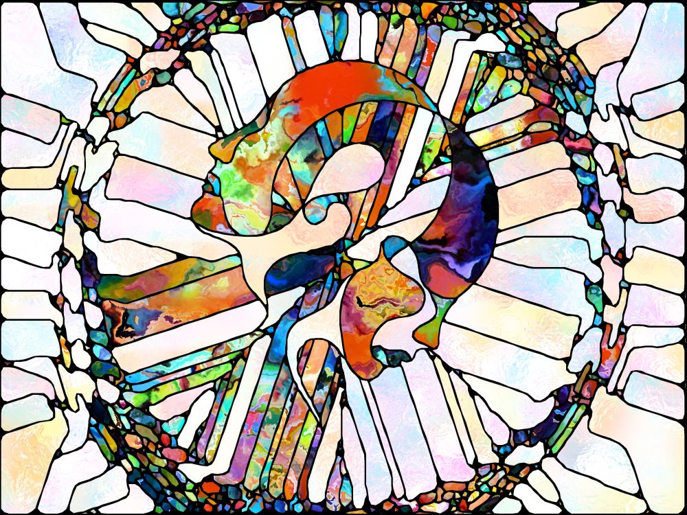 Spectral Texture Unity of Stained Glass series. Background design of pattern of color and texture fragments on the subject of unity of fragmentstion, art, poetry and design