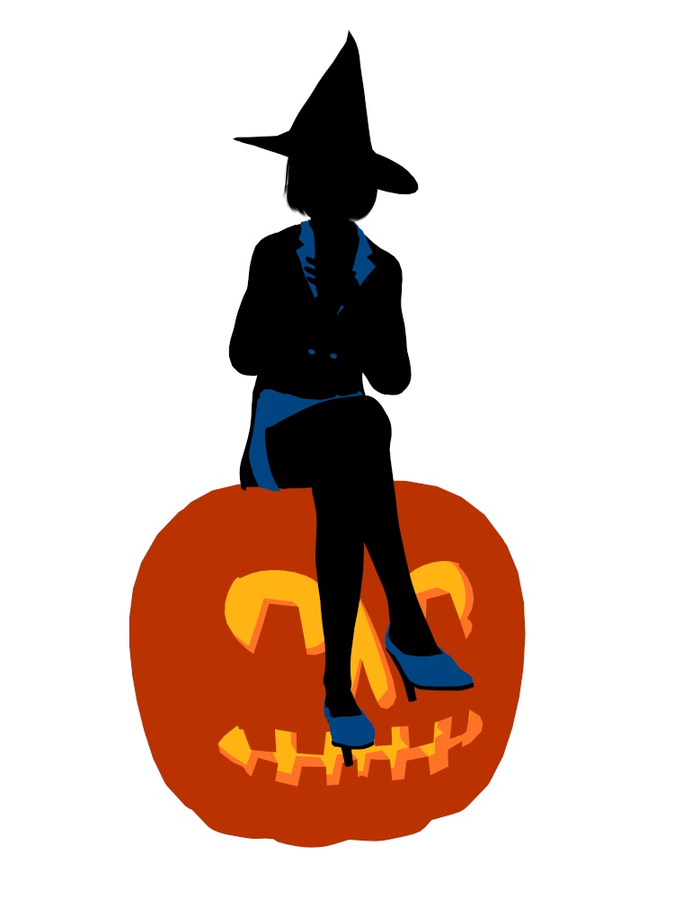 Halloween witch silhouette illustration on a white background