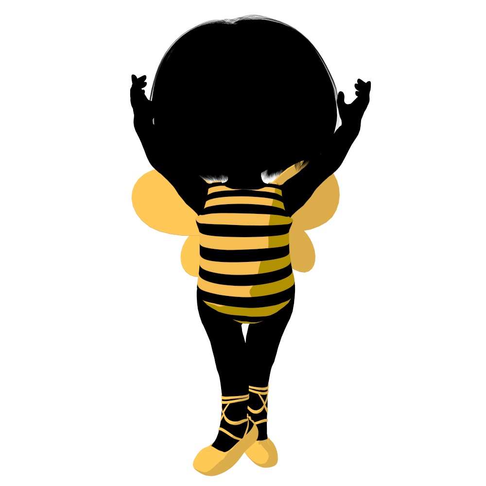 Little bumble bee girl on a white background