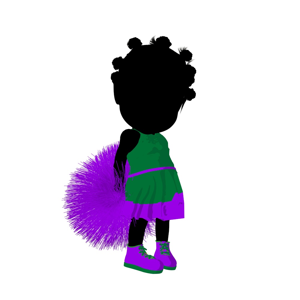 Little african american cheer girl on a white background