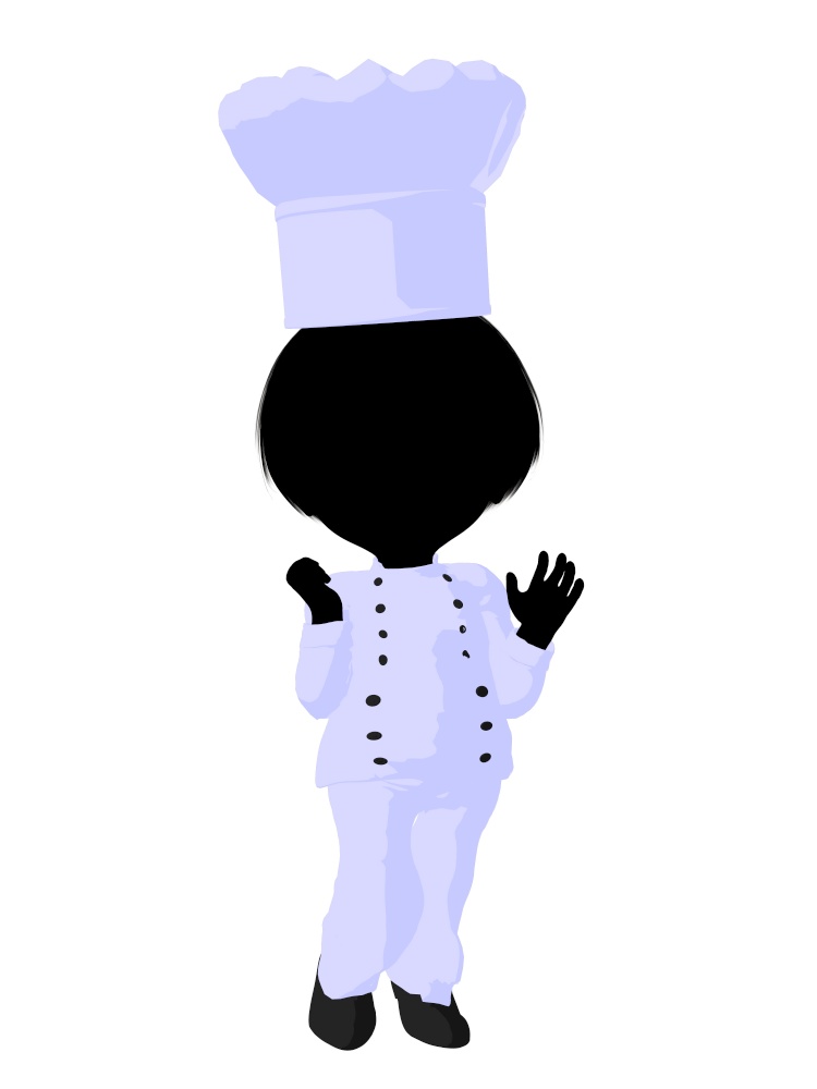 Little chef girl on a white background