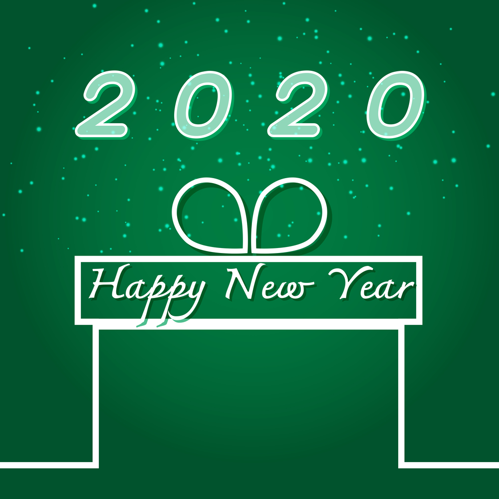 Happy new year 2020 with gift box background, stock vector