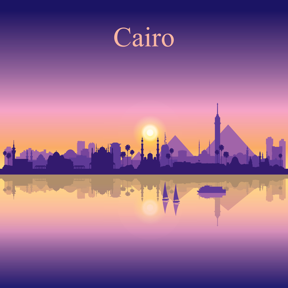 Cairo city silhouette on sunset background vector illustration