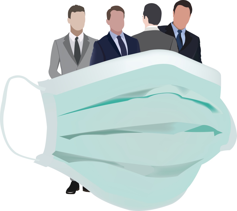surgical mask with group of distinct people people. surgical mask with group of distinct people