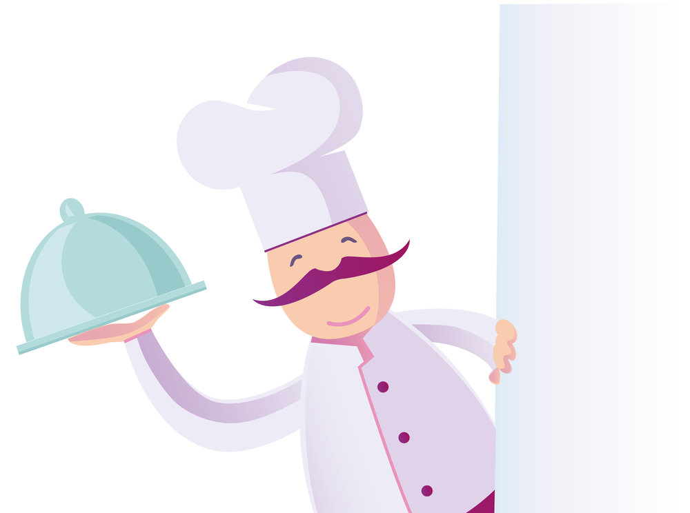 Illustration of a Funny Italian Chef with blank board