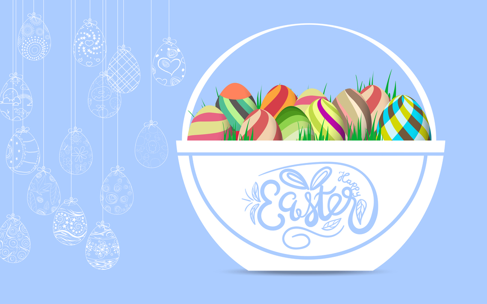 Easter frame with easter eggs hand drawn