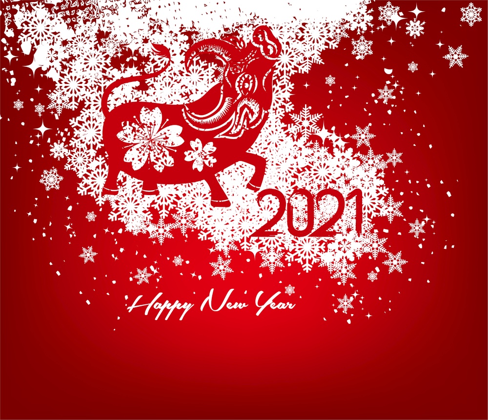 Happy chinese new year 2021. Zodiac of ox cartoon character traditional