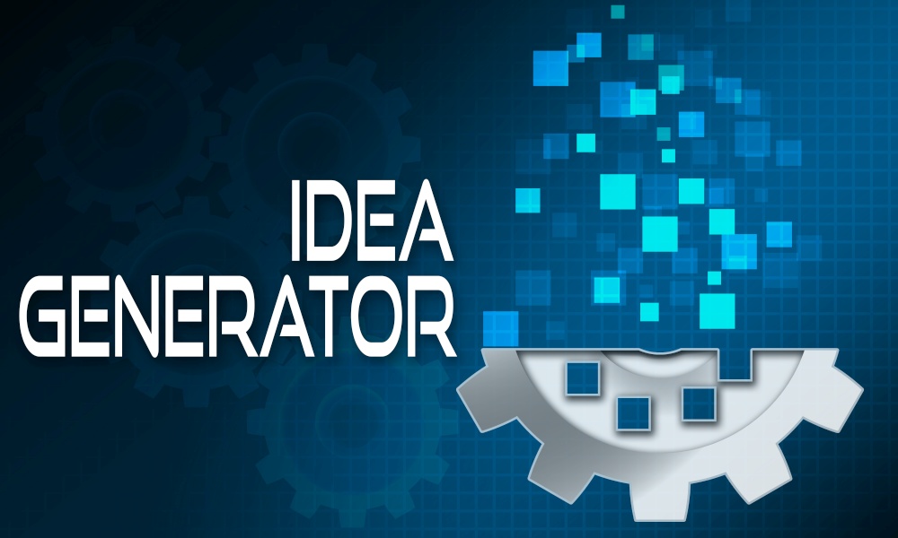 Idea generator with blue digital cogwheels, 3d rendering.