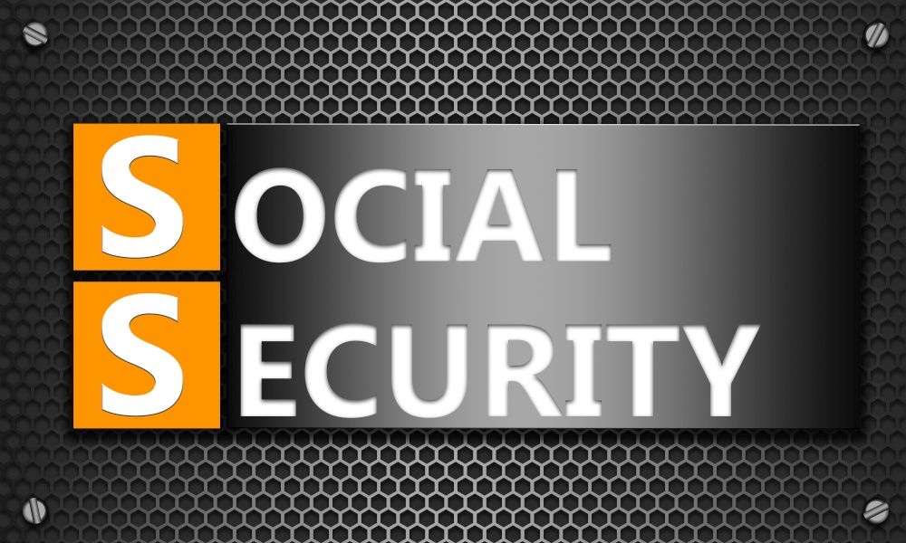 Social security concept on mesh hexagon background, 3d rendering