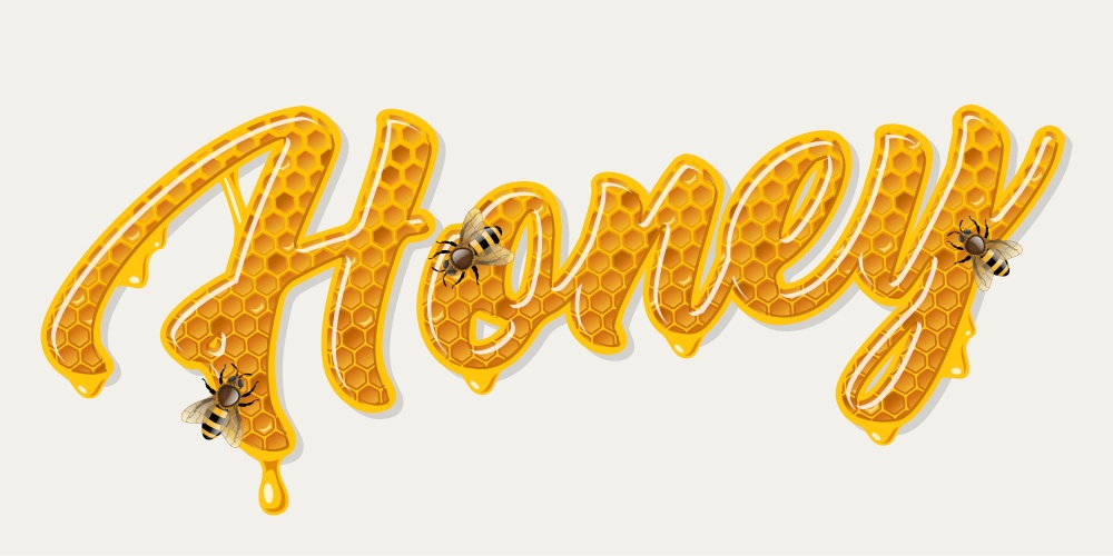 Honey honeycomb lettering