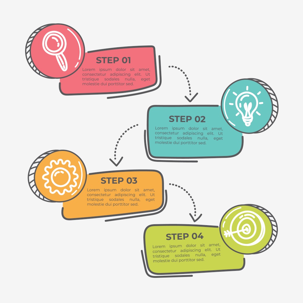 steps infographic hand drawn business concept