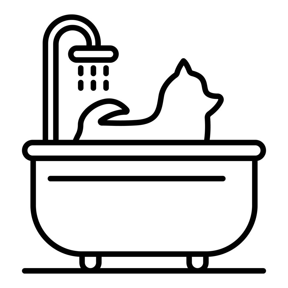 Dog take a bath icon. Outline dog take a bath vector icon for web design isolated on white background. Dog take a bath icon, outline style