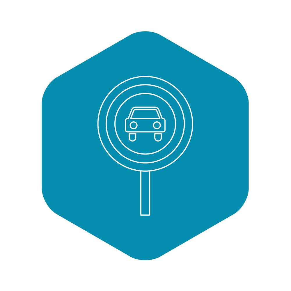 Movement of motor vehicles is forbidden icon. Outline illustration of movement of motor vehicles is forbidden vector icon for web. Movement of motor vehicles is forbidden icon