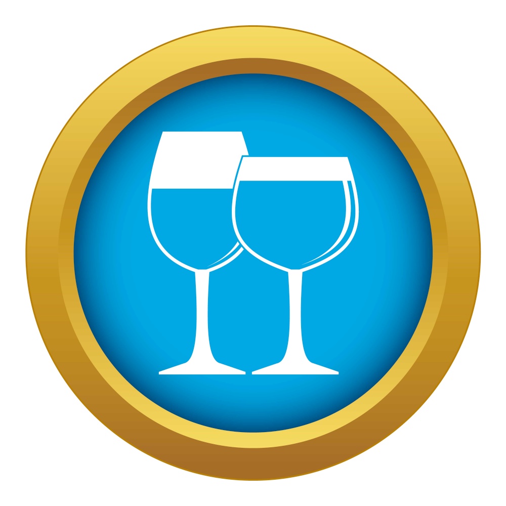 Two glasses of wine icon blue vector isolated on white background for any design. Two glasses of wine icon blue vector isolated