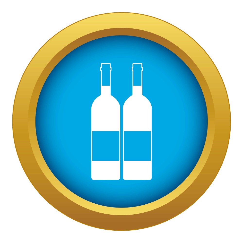 Two bottles of wine icon blue vector isolated on white background for any design. Two bottles of wine icon blue vector isolated