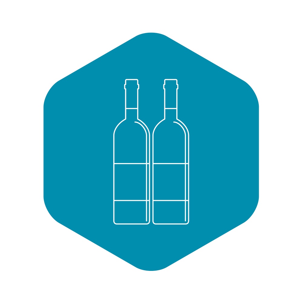 Two wine bottles icon. Outline illustration of two wine bottles vector icon for web. Two wine bottles icon, outline style