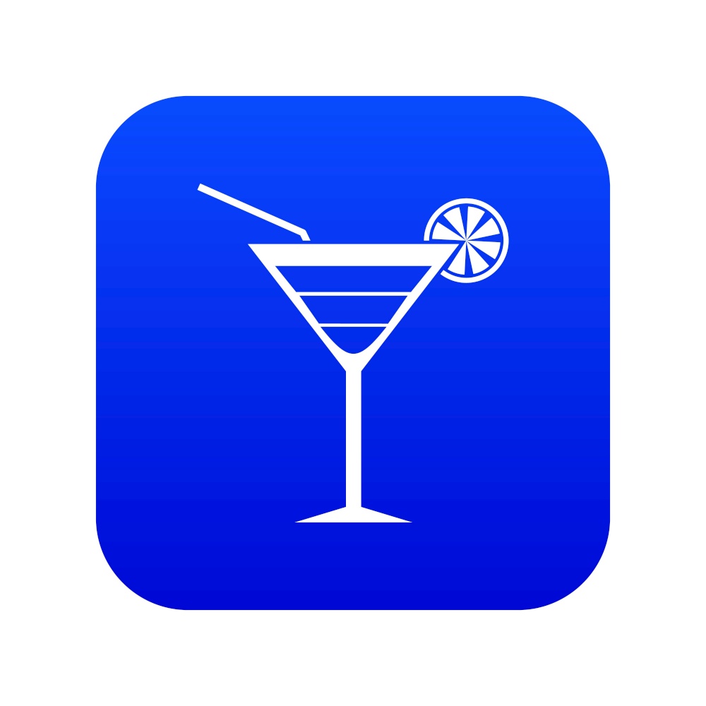 Beach cocktail icon digital blue for any design isolated on white vector illustration. Beach cocktail icon digital blue