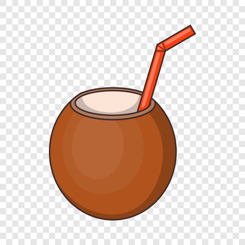 Coconut cocktail icon. Cartoon illustration of coconut cocktail vector icon for web. Coconut cocktail icon, cartoon style
