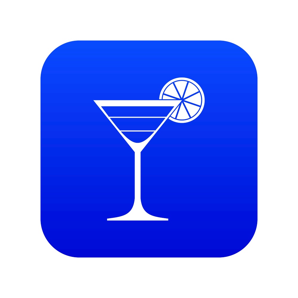 Cocktail icon digital blue for any design isolated on white vector illustration. Cocktail icon digital blue