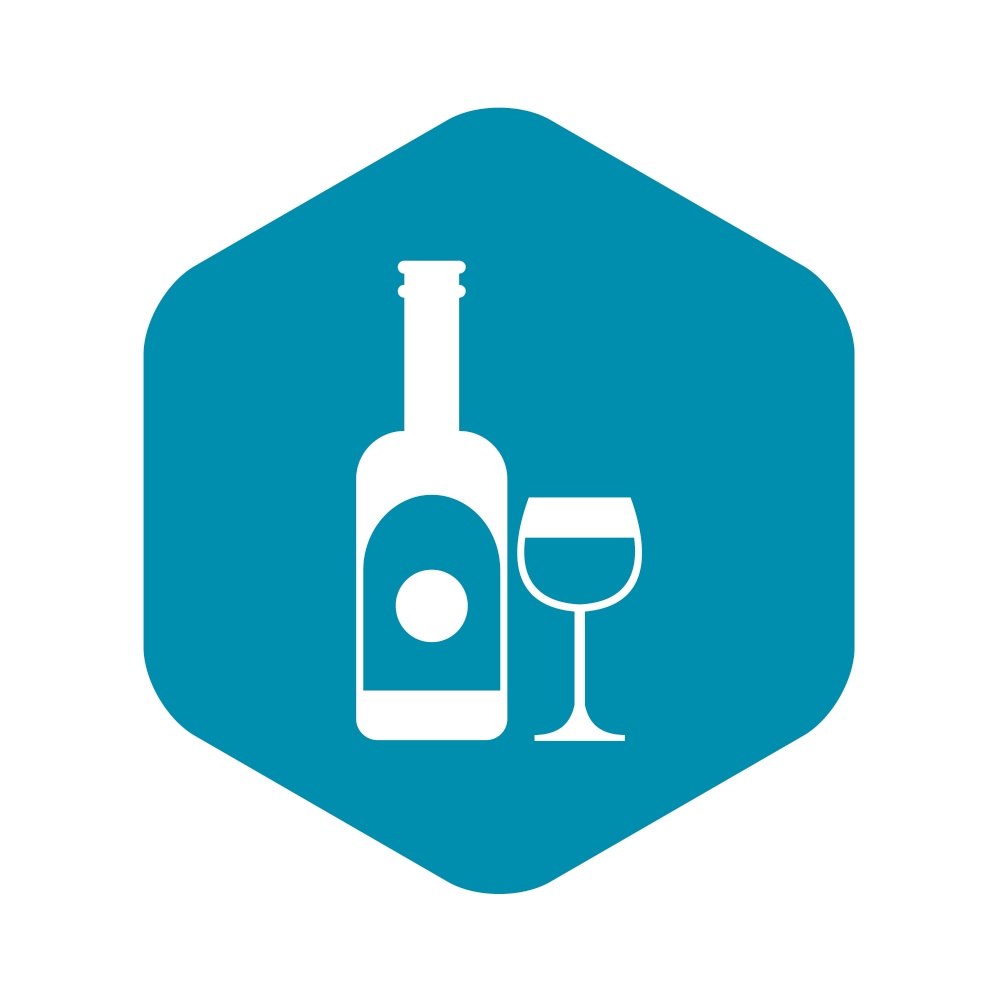 Wine and glass icon in simple style isolated on white background. Tasting symbol vector illustration. Wine and glass icon, simple style