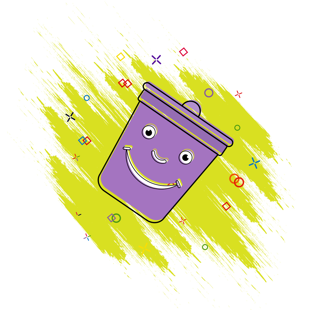 Trash can icon. Comic book style icon with splash effect. flat style. Isolated on white background.