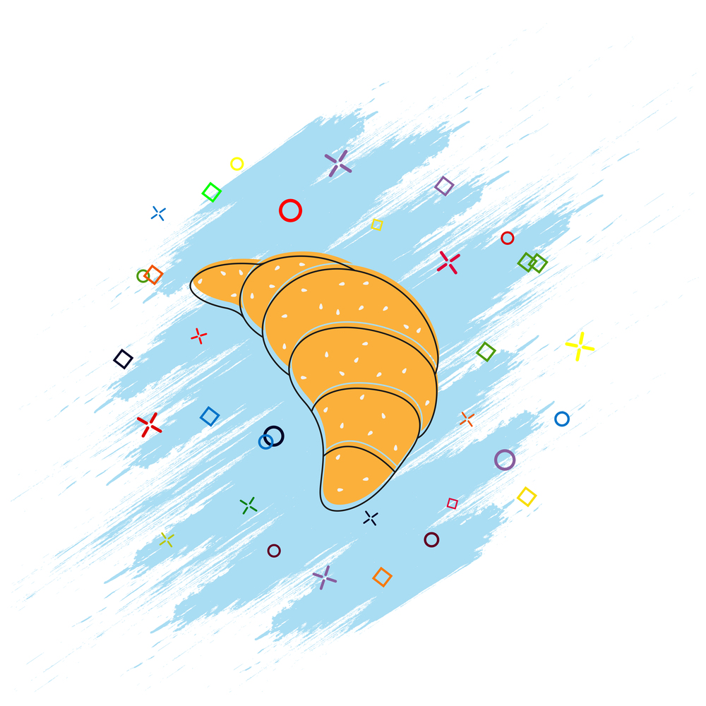 Croissant icon. Comic book style icon with splash effect. flat style. Isolated on white background.