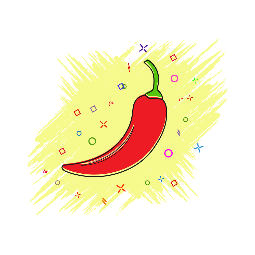 Pepper icon. Comic book style icon with splash effect. flat style. Isolated on white background.