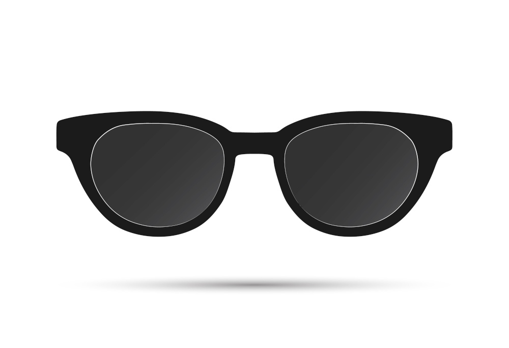 Dark sunglasses with black frames, isolated on a white background