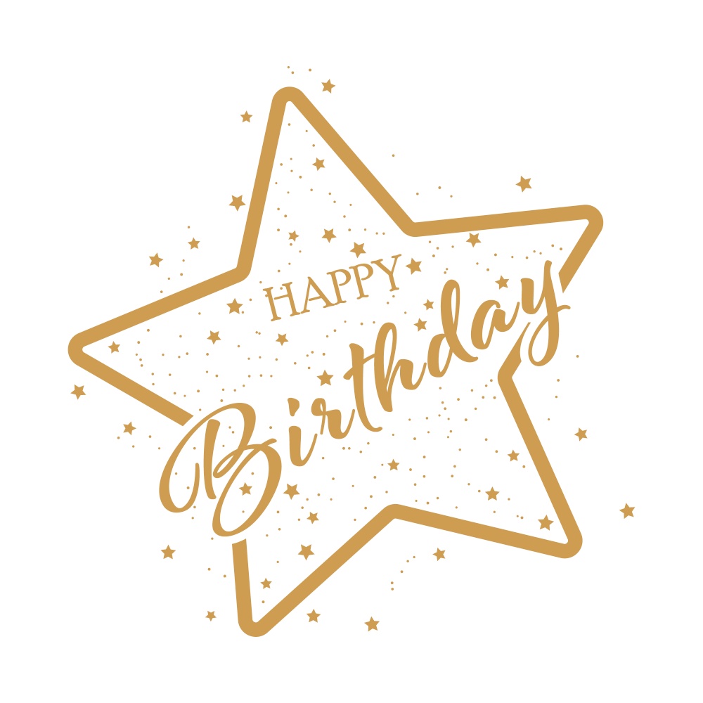 HAPPY BIRTHDAY. Greeting banner, hand-drawn design, for a postcard, sticker or label. Stylized lettering isolated on a white background
