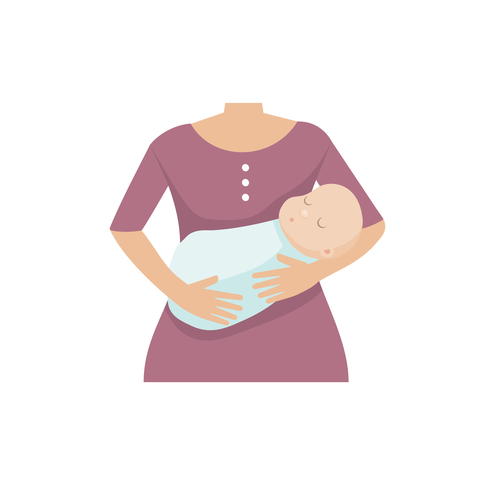 Mother with a baby boy. Flat vector illustration