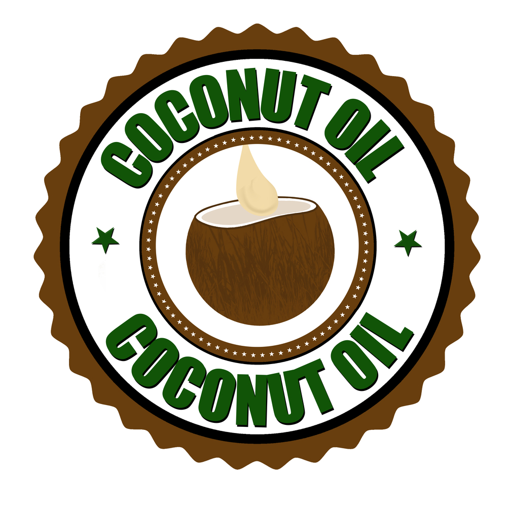 Coconut oil label or sticker on white background, vector illustration