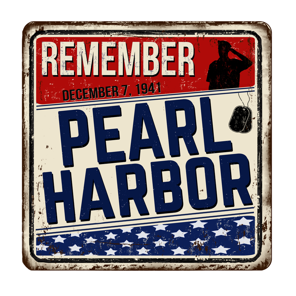 Remember Pearl Harbor vintage rusty metal sign on a white background, vector illustration