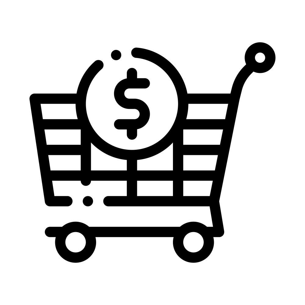 Shop Cart Dollar Icon Vector. Outline Shop Cart Dollar Sign. Isolated Contour Symbol Illustration. Shop Cart Dollar Icon Vector Outline Illustration