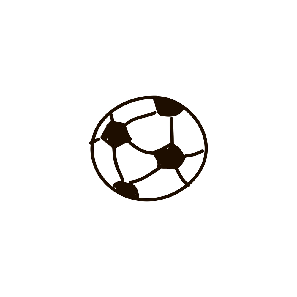 Simple style football soccer ball isolated on white cartoon ink pen Icon sketch style Vector illustration for web logo. Simple style football soccer ball isolated background