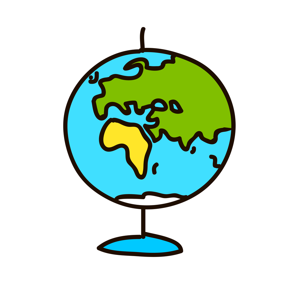 Illustration flat icon of colored globe flat style colored cartoon ink pen Icon vector illustration Vector illustration for web logo. Illustration flat icon of globe flat style colored cartoon ink pen Icon vector illustration Vector illustration for web