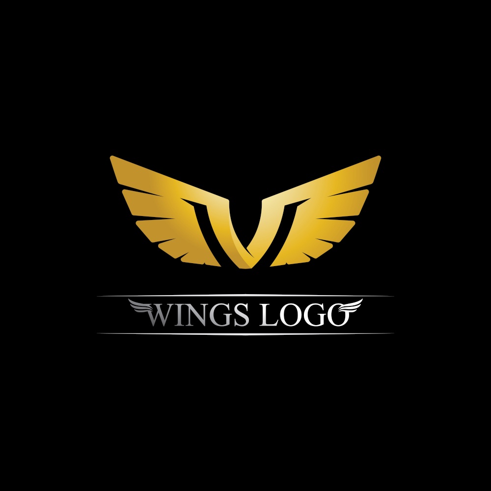 Black gold wing logo symbol for a professional designer