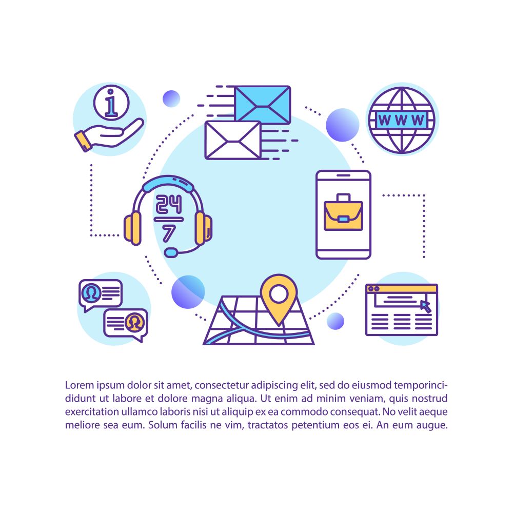Call center concept icon with text. Client online support. Around clock customer service. PPT page vector template. Brochure, magazine, booklet design element with linear illustrations
