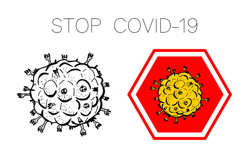 Set of 2019-nCoV bacteria isolated on white background. Black Coronavirus in red STOP sign vector Icon. COVID-19 bacteria corona virus disease . SARS pandemic concept symbol. Pandemic. Human health. Set of 2019-nCoV bacteria isolated on white background. Black Coronavirus in red STOP sign vector Icon. COVID-19 bacteria corona virus disease . SARS pandemic concept symbol. Pandemic. Human health.