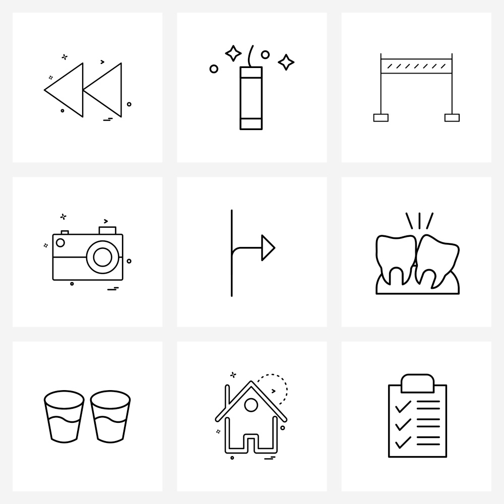 Isolated Symbols Set of 9 Simple Line Icons of dental, right, camera, logistic, arrows Vector Illustration