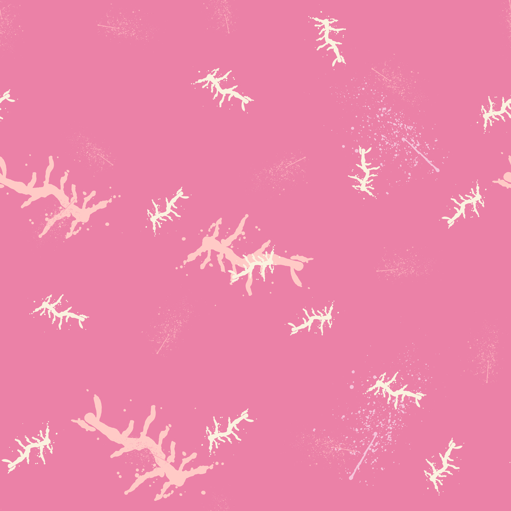 Cream sea coral on pink trendy seamless pattern with hand drawn textures background. Design for wrapping paper, wallpaper, fabric print, backdrop. Vector illustration.. Cream sea coral on pink trendy seamless pattern with hand drawn textures background.