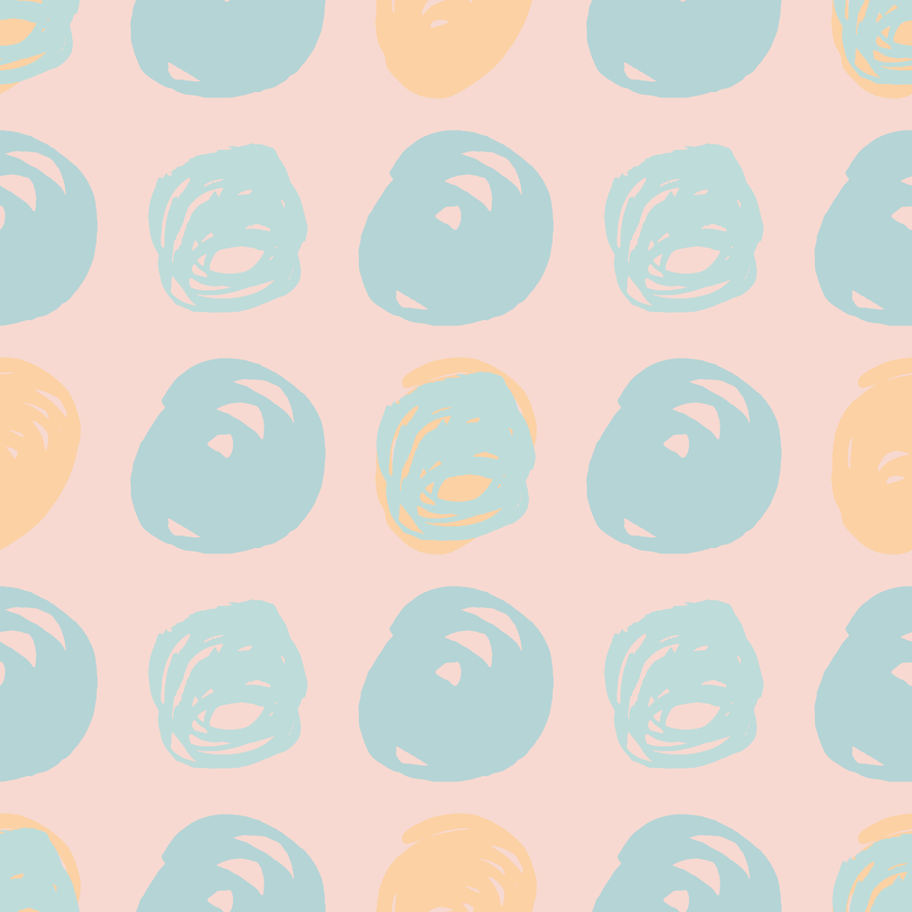 Turquoise on pastel cream abstract modern trendy seamless pattern. Natural colorful circles and round shapes. Design for wrapping paper, wallpaper, fabric print, backdrop. Vector illustration.. Turquoise on pastel cream abstract modern trendy seamless pattern.