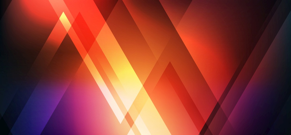 Abstract red glowing neon shine geometric triangle shape with light effects on dark background. Vector illustration