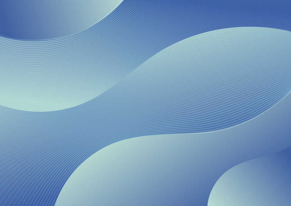 Abstract blue gradient wave shape background with lines. Vector illustration