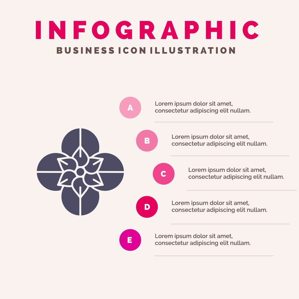Anemone, Anemone Flower, Flower, Spring Flower Solid Icon Infographics 5 Steps Presentation Background