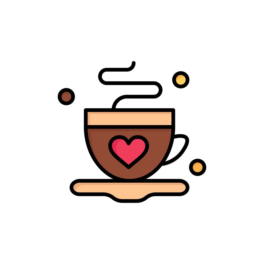 Cup, Coffee, Tea, Love  Flat Color Icon. Vector icon banner Template