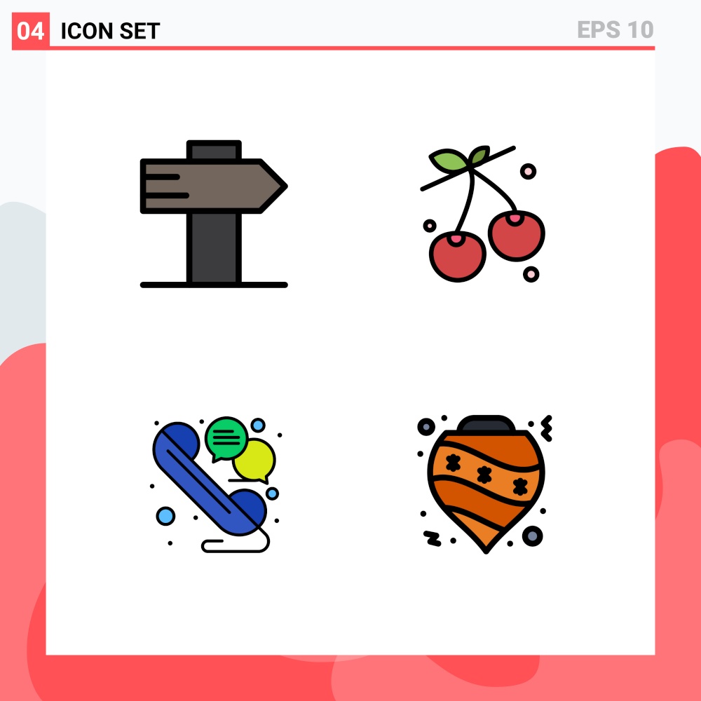 Universal Icon Symbols Group of 4 Modern Filledline Flat Colors of guide, talk, berry, spring, balls Editable Vector Design Elements