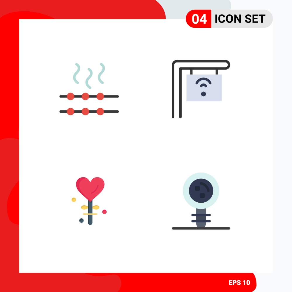 4 Thematic Vector Flat Icons and Editable Symbols of food, valentine, cafe, heart, chemistry Editable Vector Design Elements