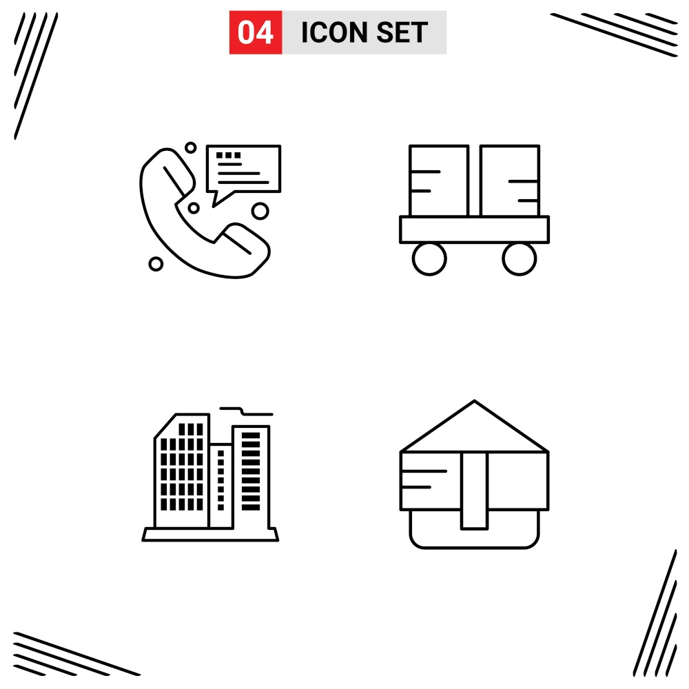 Set of 4 Modern UI Icons Symbols Signs for call, lift truck, communication, fork truck, estate Editable Vector Design Elements